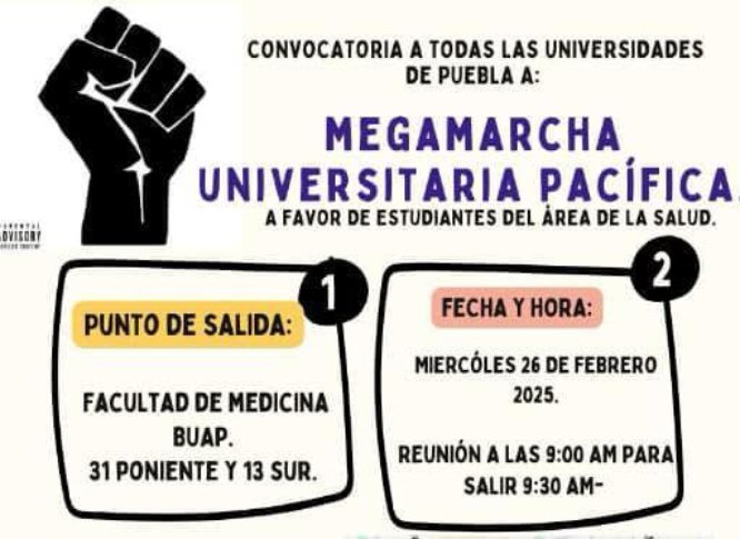 Megamarcha de Medicina BUAP por mejores condiciones